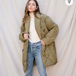 Free People Olive Green Puffer